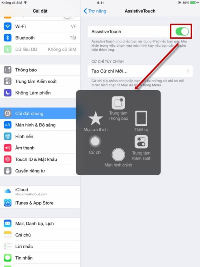 cách bật nút home ảo iphone