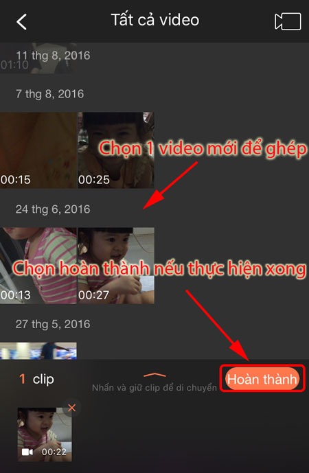 cách ghép nhiều video thành 1 trên iphone