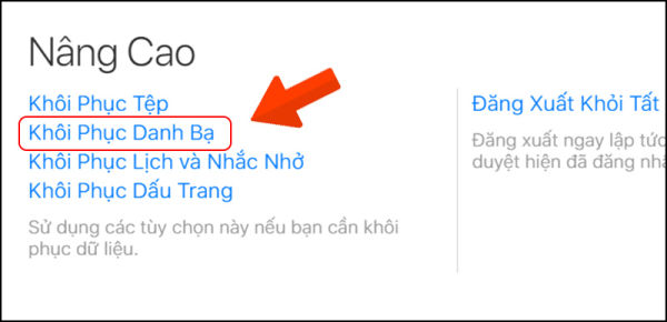 cách lấy lại danh bạ từ icloud