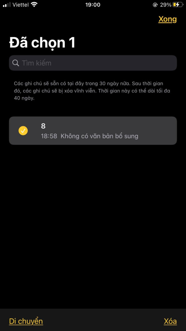 ghi chú trên iphone bị mất