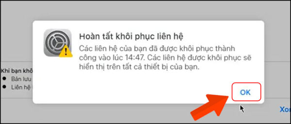 khôi phục danh bạ từ icloud