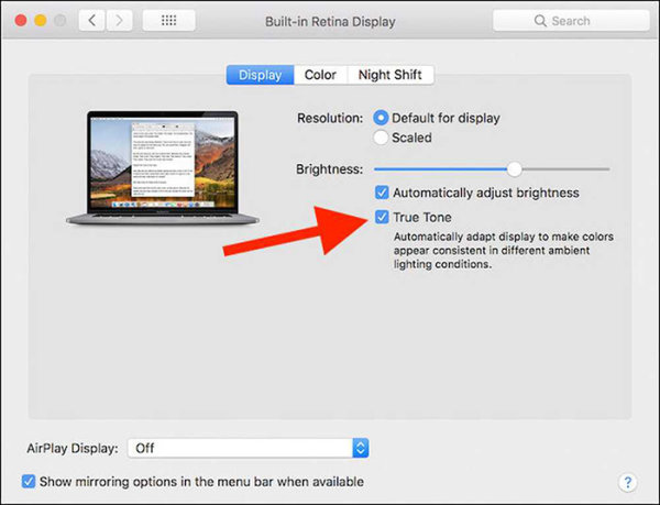 cách bật true tone